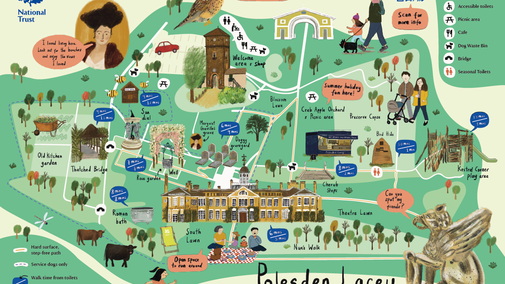 An Illustrated map of Polesden Lacey for families